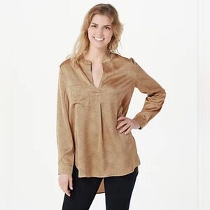 Bishop + Young Polka Dot Long Sleeve Tunic Top Blouse In L